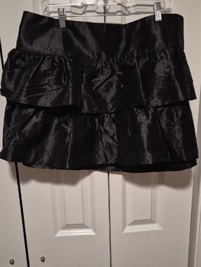 Black Tiered Ruffle Mini Skirt
